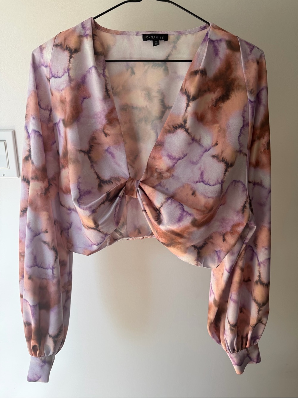 Dynamite Lavender and Peach Tie-Knot Crop Top